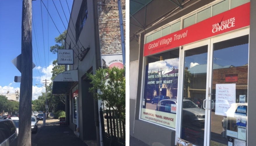 Global Village Travel storefront on Beattie Street